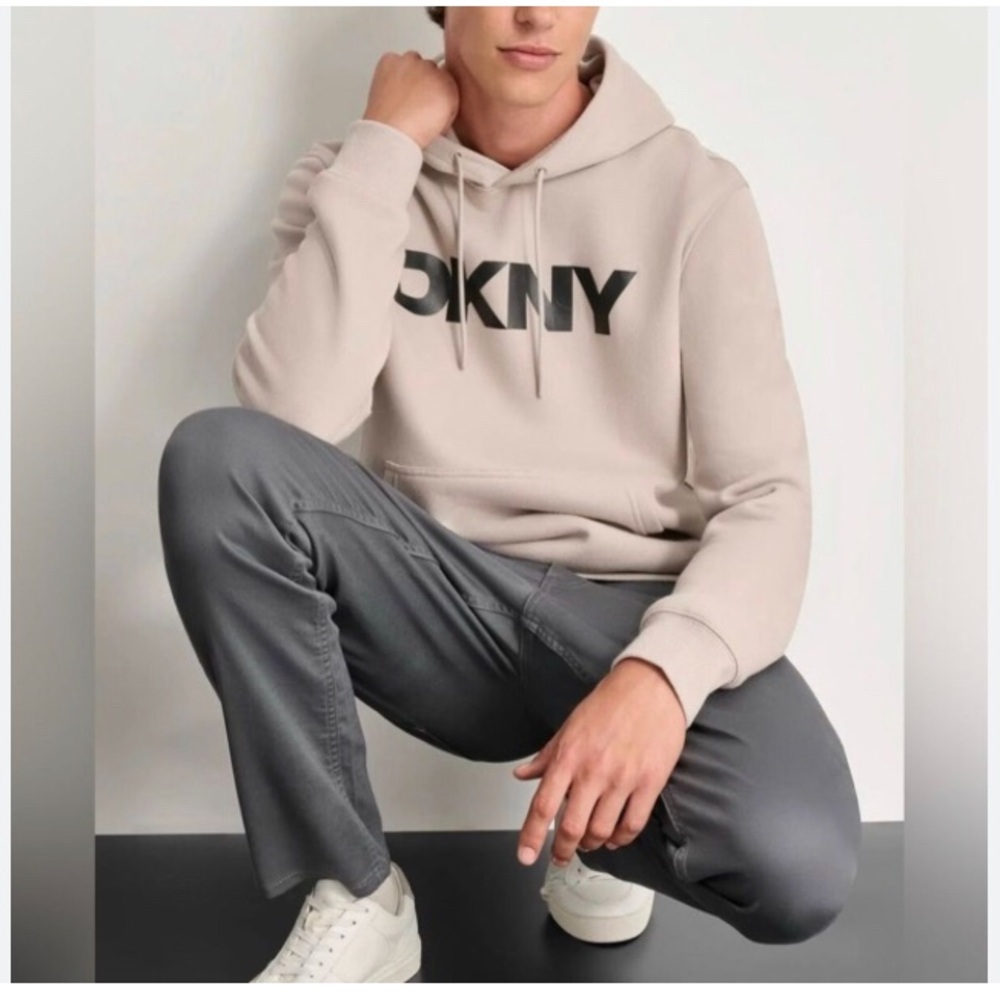 DKNY Beige Hoodie with navy Logo Sz 14/16